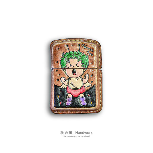 Handmade Zippo leather case Original design Sweet little angel