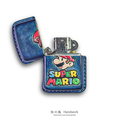 Handmade Zippo leather case Original design Super Mario