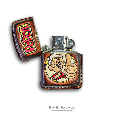 Handmade Zippo leather case Original design Popeye