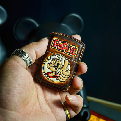 Handmade Zippo leather case Original design Popeye