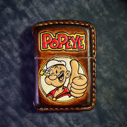 Handmade Zippo leather case Original design Popeye