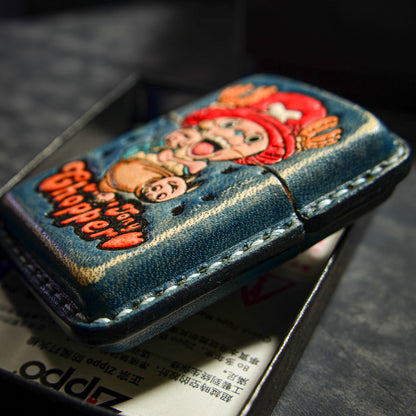 Handmade Zippo leather case Original design Sweet little deer