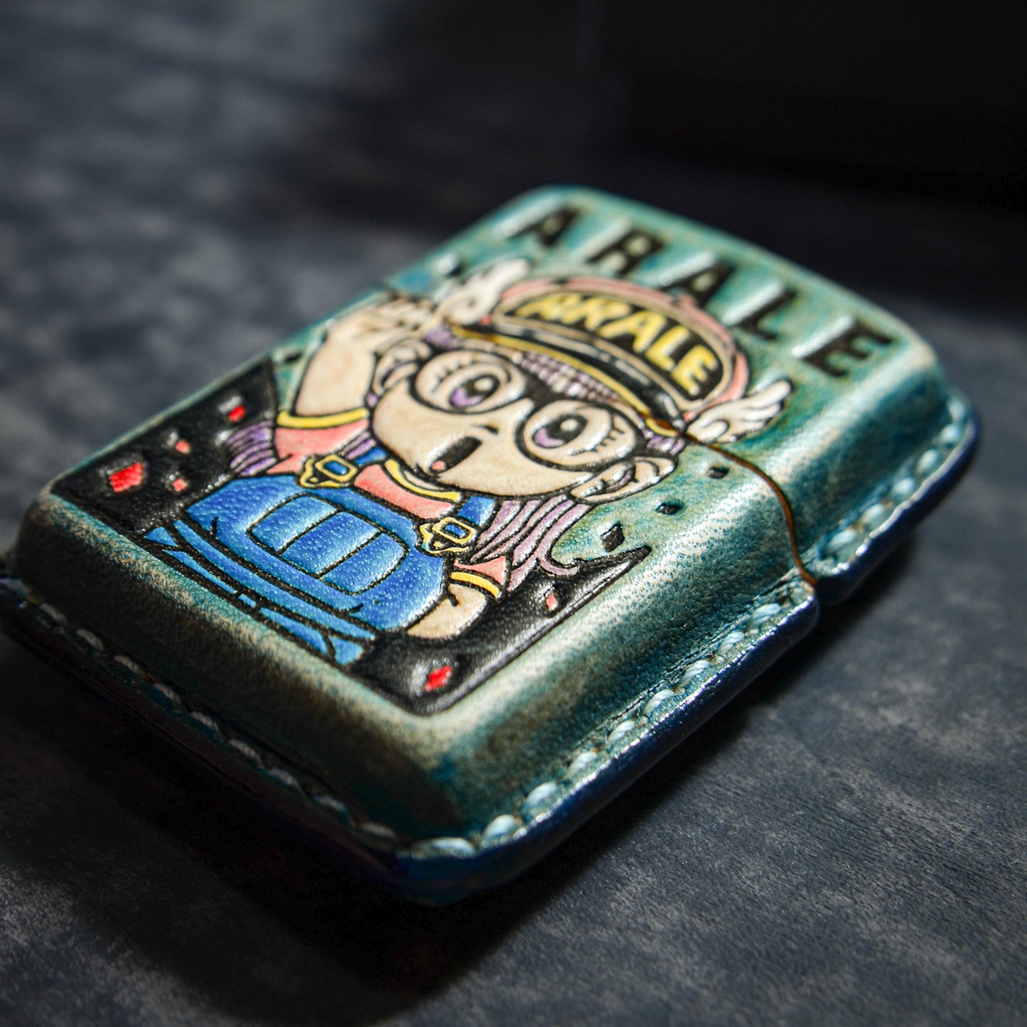 Handmade Zippo leather case Original design lovely little girl