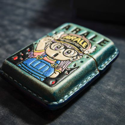 Handmade Zippo leather case Original design lovely little girl