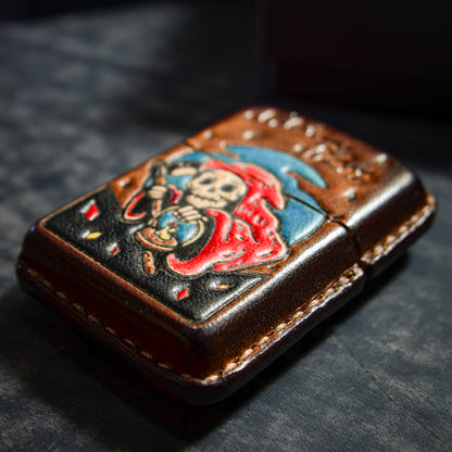 Handmade Zippo leather case Original design ghost