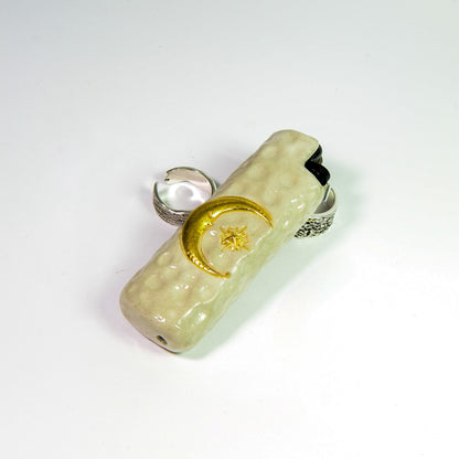 Bic J3 / Cricket lighter case  handmade  the moon and the stars