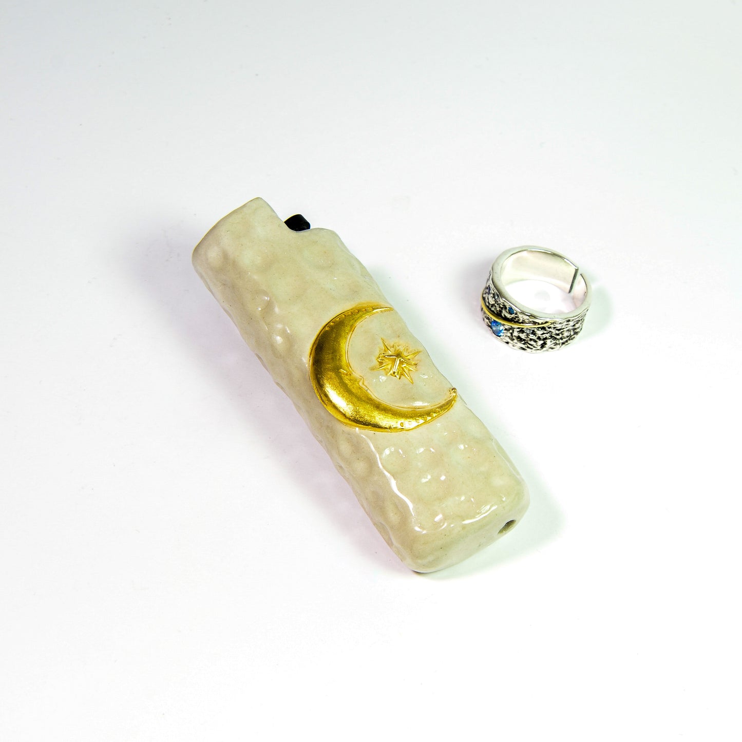 Bic J3 / Cricket lighter case  handmade  the moon and the stars