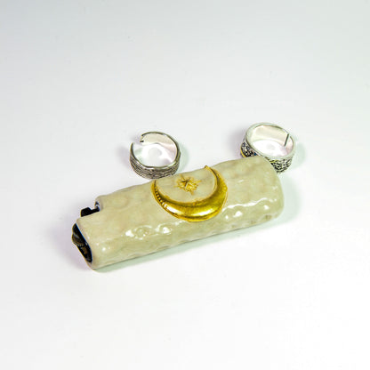 Bic J3 / Cricket lighter case  handmade  the moon and the stars