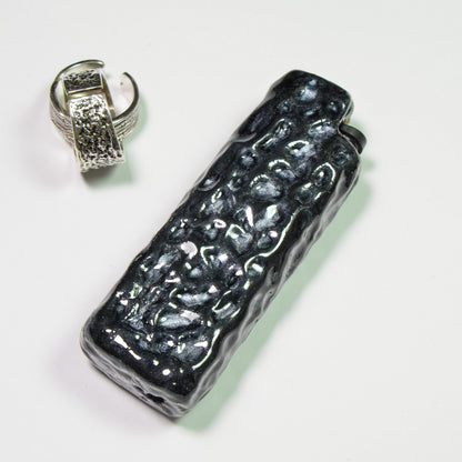 Bic J3 / Cricket lighter case  handmade Black textural effect power