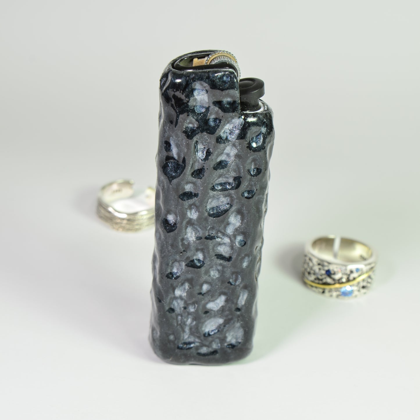 Bic J3 / Cricket lighter case  handmade Black textural effect power