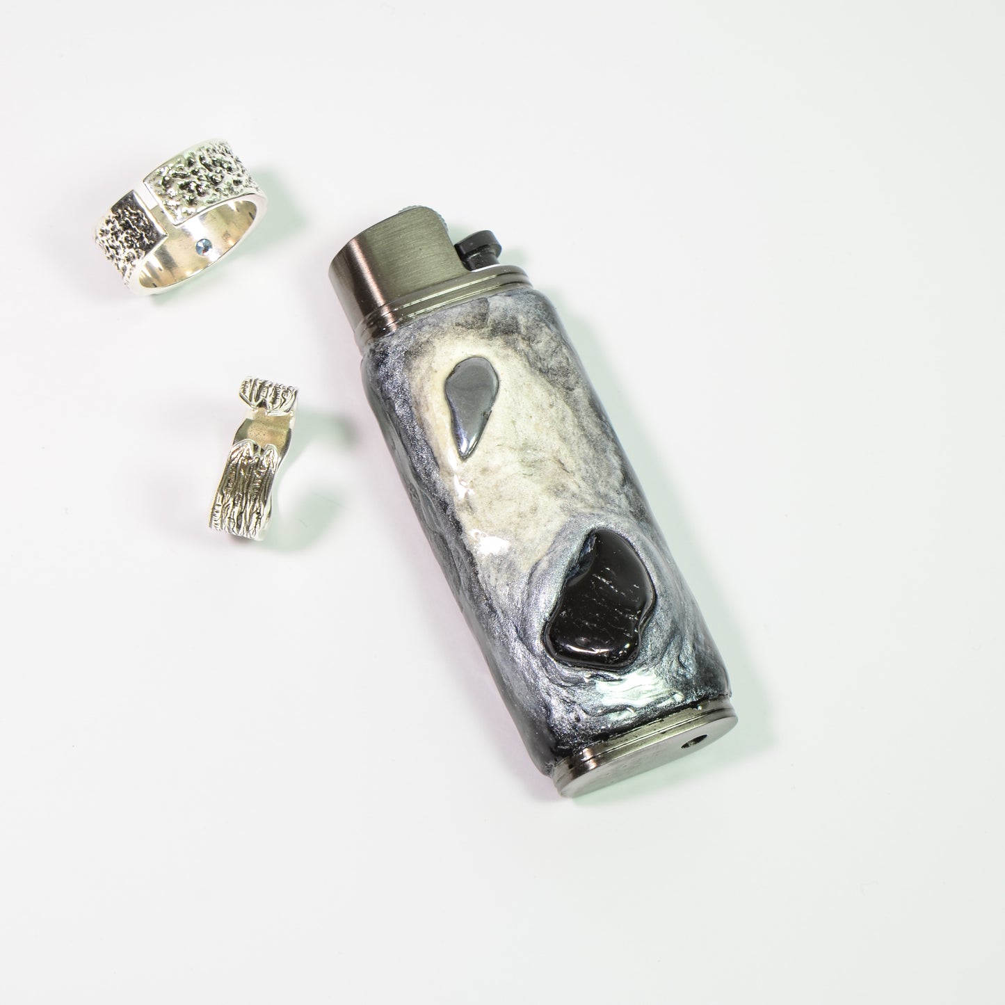 Bic J3 / Cricket lighter case  handmade Inlay with natural stone