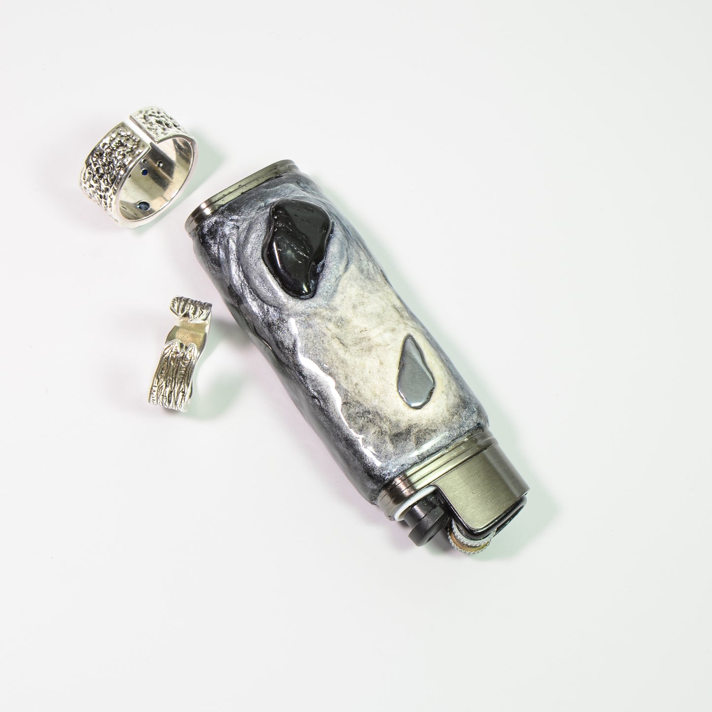 Bic J3 / Cricket lighter case  handmade Inlay with natural stone
