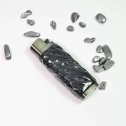 Bic J3 / Cricket lighter case  handmade Black water ripple texture effect