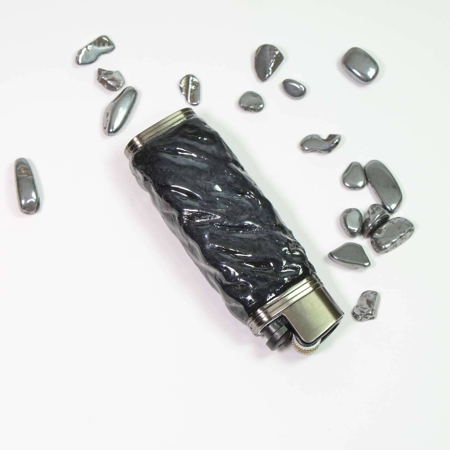 Bic J3 / Cricket lighter case  handmade Black water ripple texture effect