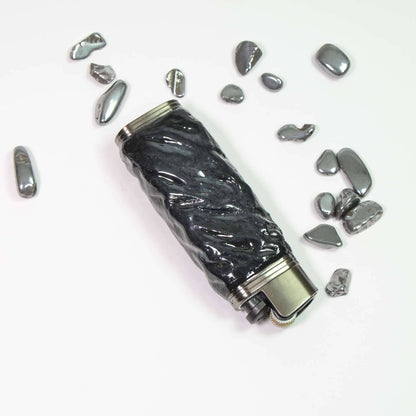 Bic J3 / Cricket lighter case  handmade Black water ripple texture effect
