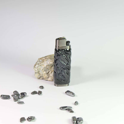 Bic J3 / Cricket lighter case  handmade Black water ripple texture effect