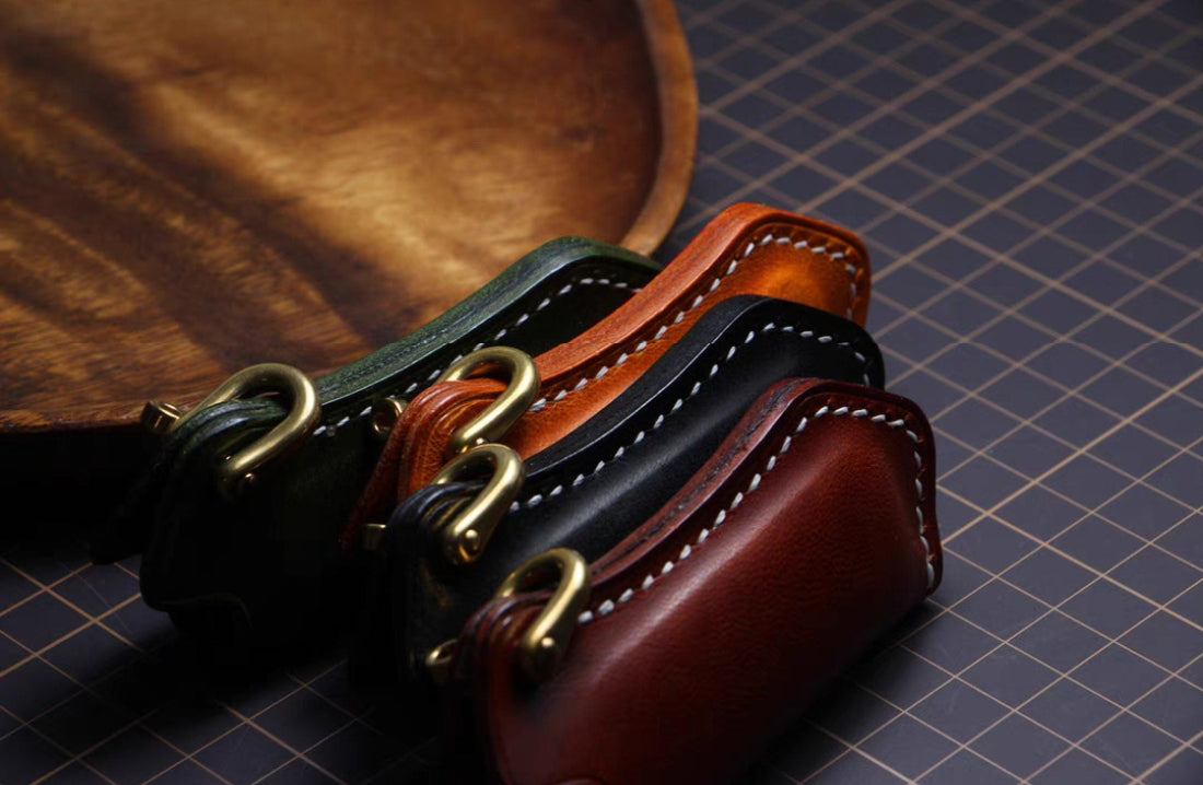 Cricket lighter leather case  handmade Vintage pure copper hook