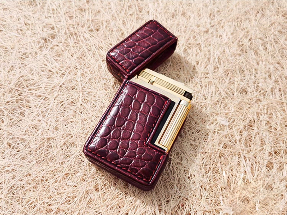 Handmade dupont L2 lighter  leather case Original design crocodile leather