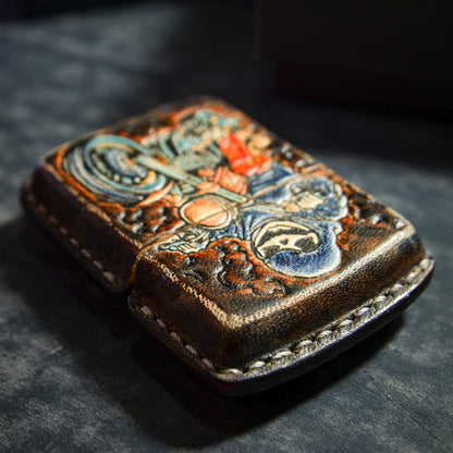 Handmade Zippo leather case Original design Ghost Rider