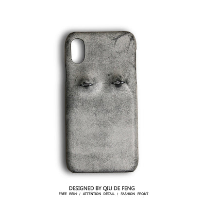 Handmade iPhone leather case Original design ash black Two eyeballs