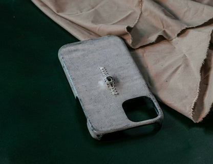 Handmade iPhone leather case Original design ash black One eyeballs