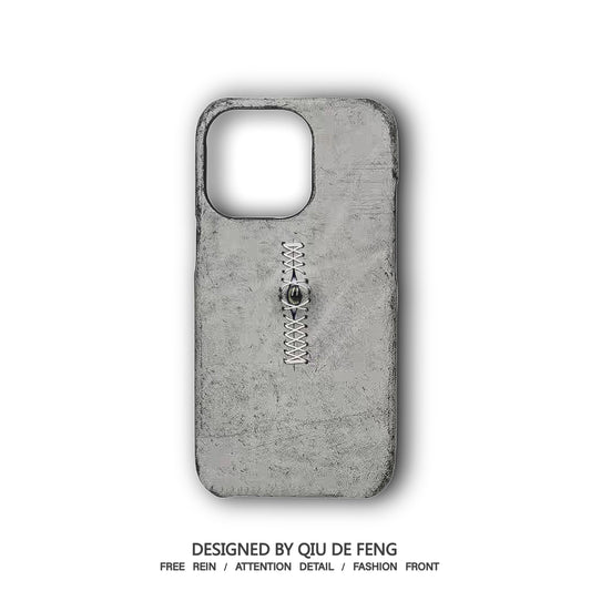 Handmade iPhone leather case Original design ash black One eyeballs