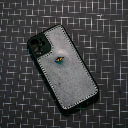 Handmade iPhone leather case Original design hand sewing one eyeballs