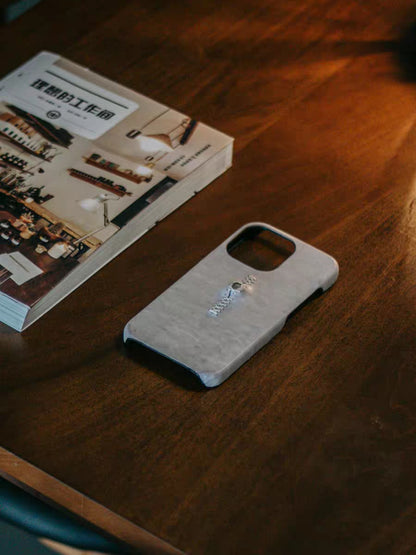 Handmade iPhone leather case Original design ash black One eyeballs