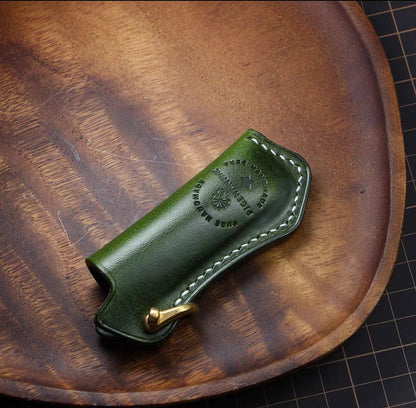 Cricket lighter leather case  handmade Vintage pure copper hook