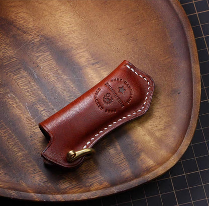 Cricket lighter leather case  handmade Vintage pure copper hook