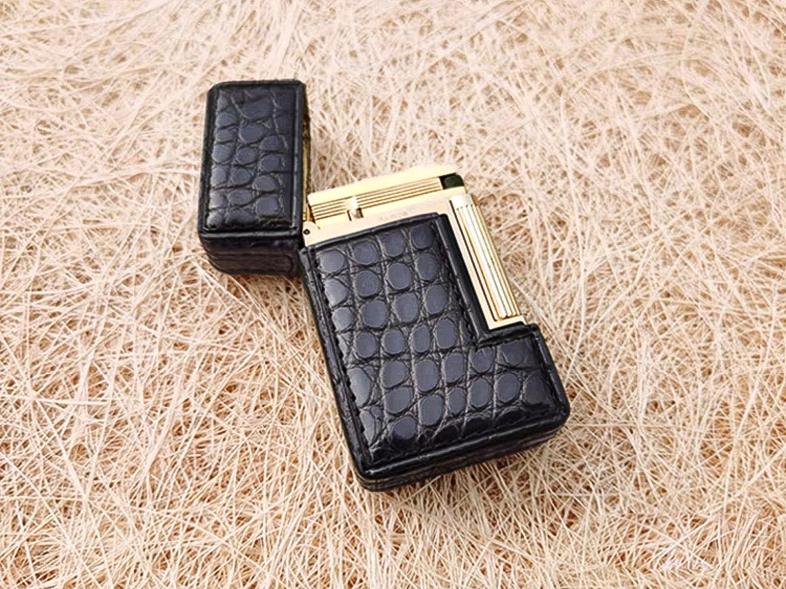 Handmade dupont L2 lighter  leather case Original design crocodile leather